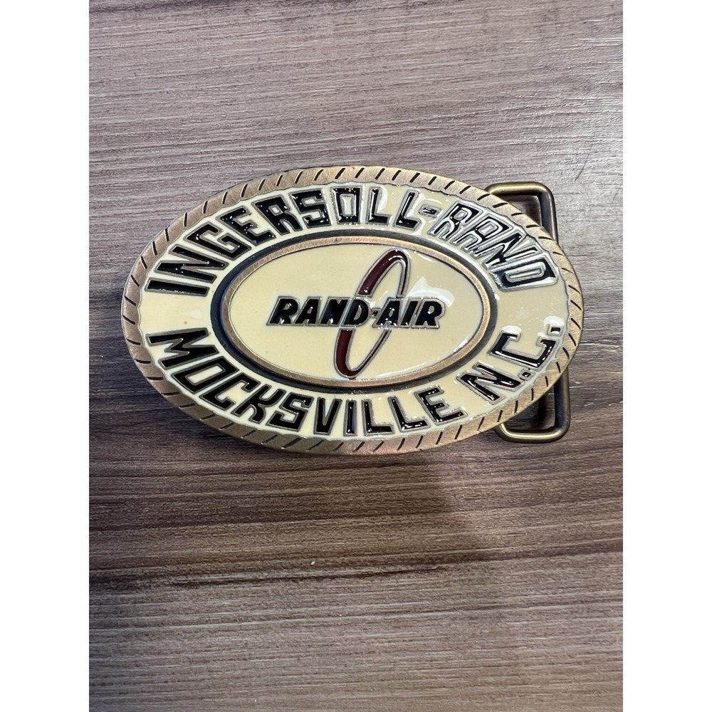 Vintage Ingersoll-Rand Mocksville NC Brass Belt Buckle Made USA‎ CDH